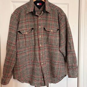 Vintage Tommy Hilfiger Wool Houndstooth Field Jacket - Red and Black
